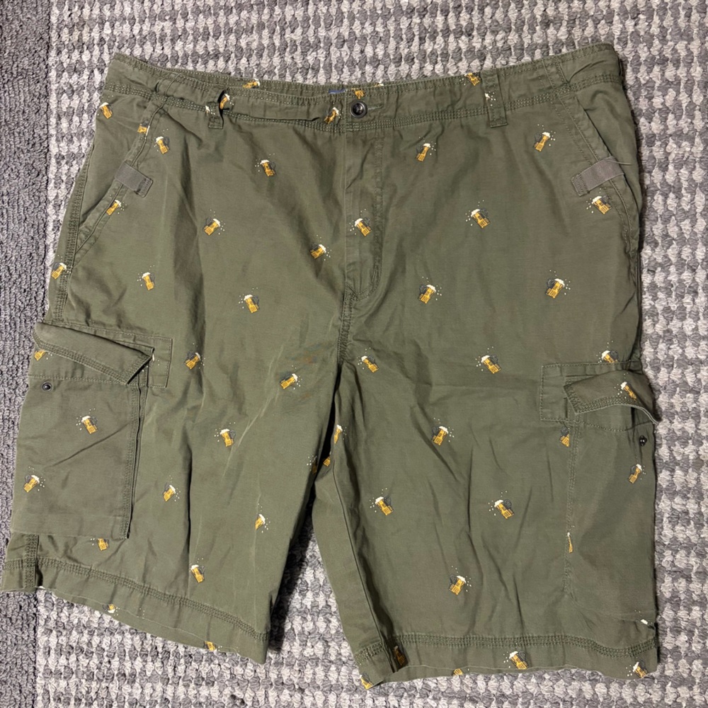 Bass Olive Green Cargo Shorts Beer Embroidery 42